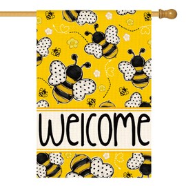 AVOIN colorlife Bee Spring Summer House Flag 28x40 Inch Double Sided Outside, Welcome Seasonal Yard Outdoor Flag