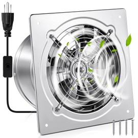 Yaocom 10 Inch Exhaust Fan 988 CFM Kitchen Exhaust Fan with Switch Small Exhaust Fan Bathroom Potable Plug in Garage Exhaust Fan with Damper for Shop, Smoking Room, Industrial Ventilation Use, Silver