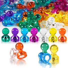 Neodymium Magnets Pins, Pack of 42, 7 Bright Colours, Magnetic Beads, 11 x 17 mm, Multifunctional Whiteboard Magnets, Suitable for School Office at Home, Exquisite and Practical