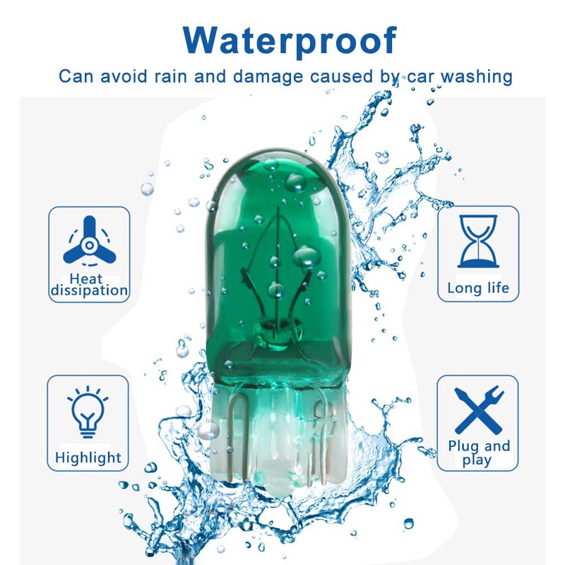 Yifengshun T10 Small Halogen Light Bulb Green,Super Bright 194 W5W