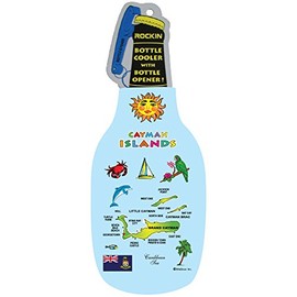 Cayman Islands Beer Bottle Cooler Sleeves Souvenir Gifts with Bottle Opener for Men & Women, Grand Cayman Zip up Beer Jacket - Classic Thick Neoprene Thermocoolers Gifts