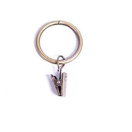 Merriway BH06724 (10 Pcs) Curtain Rod Pole Ring & Clips Inner Dimension 30 mm, Outer Dimension 37 mm Antique Brass - Pack of 10 Pieces