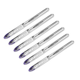 uni-ball Vision Elite Stick Roller Ball Pens, Bold Point, Purple Ink, 6 Pens