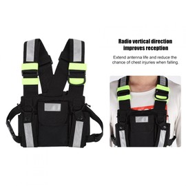 Kuuleyn Walkie Talkie Vest, Chest Strap Pack, Chest Strap Front Pack, Yellow Reflective TYT Radio Tactical Harness Front Pack Vest Chest Pouch for Walkie Talkie
