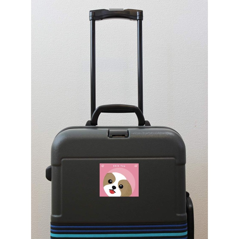 Stare Shih Tzu Gold & White Dog Sticker Pink Back