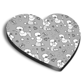 1 x Heart MDF Magnets - Poodle Drawings Dog Puppy 35787