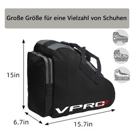 VPRO Ice Skate Bag, Roller Skate Bag, Inline Bag, Ice Skate for Children/Adults, with Carry Strap and Zip (Iron Containing)