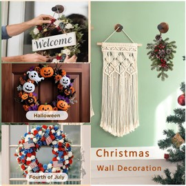 Suction Cup Wreath Holder for Front Door Glass Door, Suction Cup Hooks for Shower, Bathroom, Window, Wall and Mirrors, Christmas & Halloween Wreath, Decor Hanger for Front Door（Wood Grain 3 Pcs）