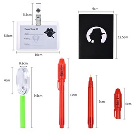GOLDGE UV Stift Mitgebsel Kindergeburtstag Gastgeschenke Jungen Mädchen, 6 Zauberstifte Kinder UV Licht + 6 Notizbuch + 6 Lupen + 6 Detektivausweise, Stift Unsichtbar