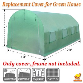 Strong Camel Greenhouse Replacement Cover 20'X10'X7' Green House Spare Parts Cover (Frame NOT Included)