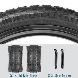 Kids Bike Tire 16 Inch Folding Bicycle Replacement Tire 16 X 2.125 Fit Children Road Bike (2 Tires/Black)