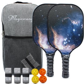 Magicorange Pickleball Paddles, USAPA Approved Fiberglass Surface Pickleball Paddles Set with 2 Pickleball Rackets,4 Pickleball Balls,1 Portable Carry Bag (Blue)