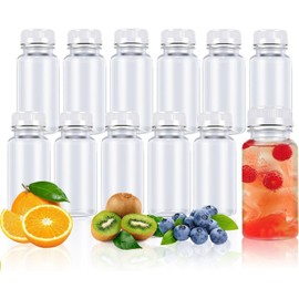 CHAOTEMAI Pack of 12 Small Jars with Lids Bottles for Filling 100 ml Plastic Bottles Small Plastic Bottles Filling Empty Plastic Juice Bottles Lid Milk Bottle Juice Water