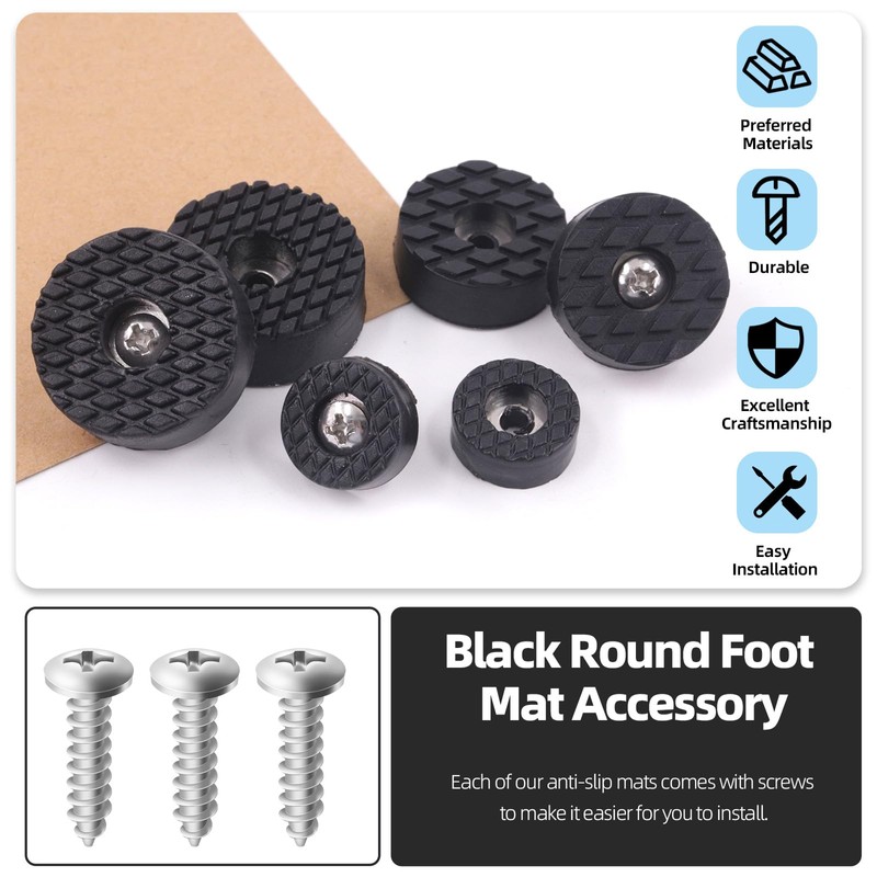 Glarks 32Pcs Screw-On Rubber Feet Set, 18MM Black Floor Protector
