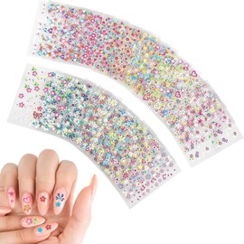 Heanvmyss 30PCS Flower Nail Stickers,Selbstklebende Herz Nagelkunstaufkleber,3D Bunte Blumen Nagelaufkleber,Niedliches Design,Nagelzubehör für Kinder,Mädchen,Frauen,Maniküre,DIY