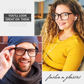 GQUEEN Large Horn Glasses Without Prescription Fake Glasses Nerd Glasses Women’s, Men’s PE1 - 55