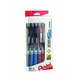 Pentel EnerGel RTX RT Liquid Gel Pen, Medium Metal Tip, Assort Ink, 12-Pk