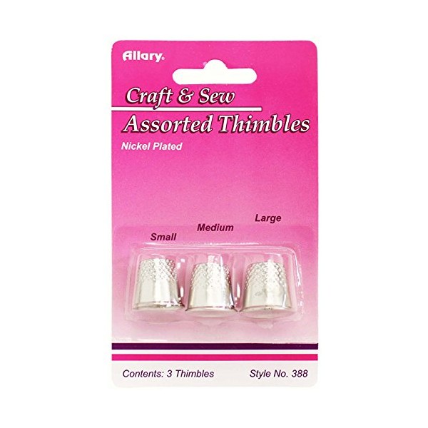 Allary 388 Craft & Sew Assorted Thimbles 3 Pack Small,