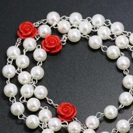 Rosary Necklace Rosary Beads Catholic for Women Men Pearl Rosary Necklace Pearl Beaded Cross Pendant Necklace Christian Gifts Trendy Stuff