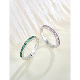 Starchenie Women's Eternity Rings 925 Sterling Silver Birthstone 5A Cubic Zirconia Engagement Ring Eternity Promise Rings, Sterling Silver