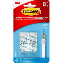 Command 3M Ganchos Adhesivos Removibles, Medianos, Transparentes, 2 und por paquete, Organiza y decora sin dañar tus paredes