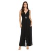 R&M Richards Elegant Sleeveless Wide-Leg Jumpsuit W/Chiffon Overlay & Rhinestone