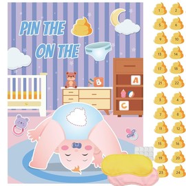 Baby Shower Games Diaper Theme Party Games Pin The Sticker on The Diaper Funny Birthday Party Game for Adults Girls Boys BabyShower Party Favors, Classroom Home Activities24 Players 2 Blindfolds