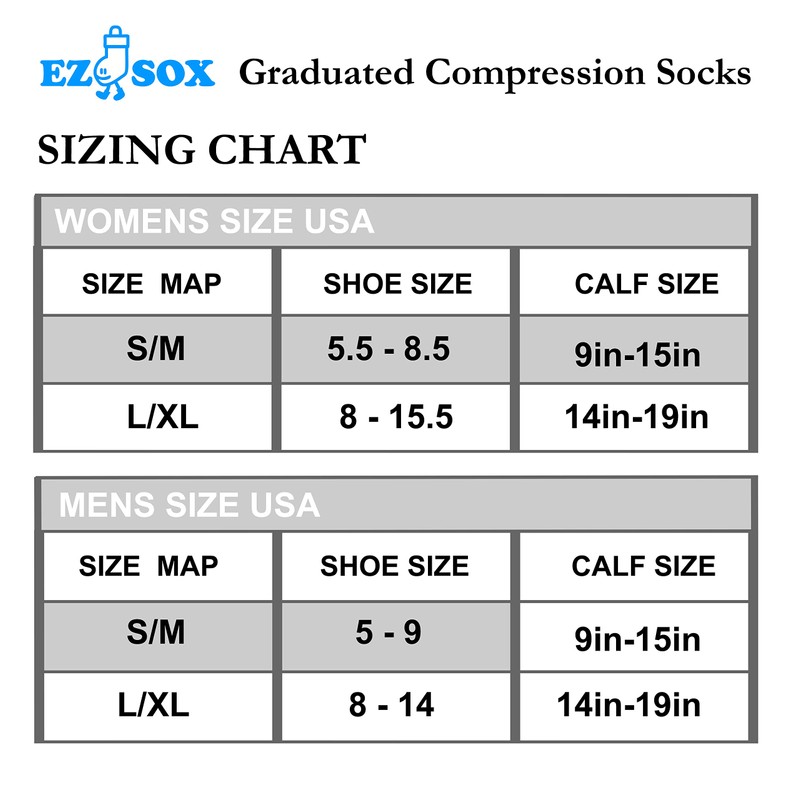 Ez Sox Compression Socks (S/M, Black/Grey)