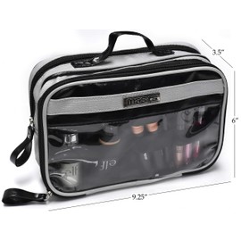 Masirs Cosmetic Toiletry Travel Bag - Zippered Pockets will Keep Cosmetics and Toiletries Organized while Traveling. Portable Hanging Shower Caddy Insert with Mesh Pockets and Toothbrush Holder.