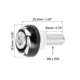 10pcs 6mm Metal Motorcycle License Plate Frame Bolt Screw Fastener Black 1996-2023