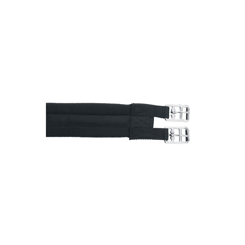 Kerbl Saddle Girth, Padded, Roller Buckles, Cotton Strap, Black, 100-140
