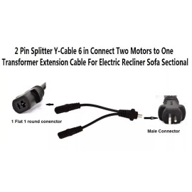 For okin limoss Okin Pride lift chair 2 Pin Splitter Y-Cable Connect 2 Motors to 1 Transformer