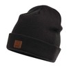 Clape Ribbed Beanie Hat Soft Warm Knit Hat Unisex Leather