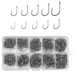 Pack of 500 Fishing Hooks, Carbon Steel Fishing Hooks Set Fishing Hooks with Barbed Carp Circle Hooks with Storage Box, Fishing Hooks with Eyelet for Freshwater Saltwater Fishing Accessories (3#-12#)