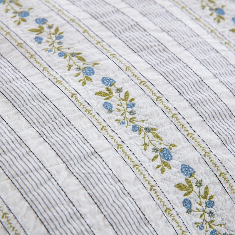 Purefair 100% Cotton Jacquard Comforter Set, Striped Floral Print, Soft