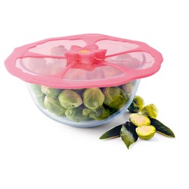 Charles Viancin - Hibiscus Silicone Lid for Food Storage and Cooking - 11''/28cm - Airtight Seal on Any Smooth Rim Surface - BPA-Free - Oven, Microwave, Freezer, Stovetop and Dishwasher Safe
