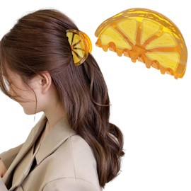 1pc Lemon Hair Claw Clips, Hapdoo Yellow Fruit Hair Clips Lemon Hair Accessories, Small Fun Hair Decorative Claw Clip for Women Girls