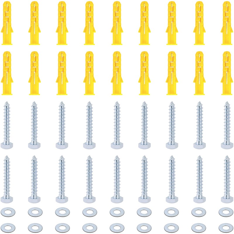 18 PCS Heavy Hex Self Tapping Screws and Nylon Expansion