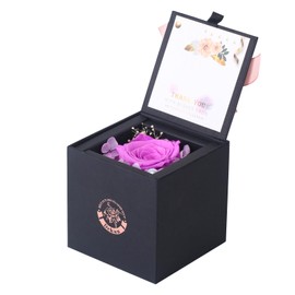 Dekun Birthday Gifts for Women Preserved Real Roses for Her Womens Gifts for Christmas, Preserved Flowers in a Box Long Lasting Rose Gifts for Mom,Women Wife Grandma (Purple)