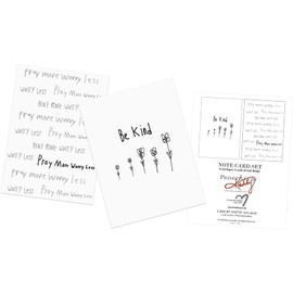 Primitives by Kathy Set of 8 Paper Notecards with Envelopes (Be Kind & Pray More Worry Less)