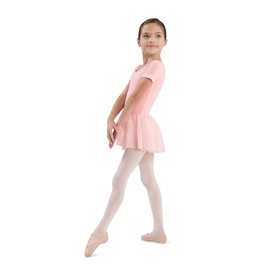 Bloch Dance Girls Tiffany Short Sleeve Leotard with Skirt, Light Pink, Size 6X-7