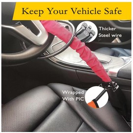 Anti-Theft Car Steering Wheel Lock with 3 Keys, Portable, Universal Anti-Theft Security Device, Multi-Functional, Fit Most Vehicles, SUV/Truck/Golf (RED)