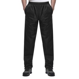 iCreek Men's Rain Pants Waterproof Over Pants Windproof Lightweight Hiking Pants Work Rain Outdoor for Golf, Fishing (Black, Medium/34 Inseam)