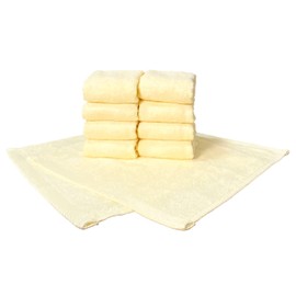 Creaps Moist and Smooth Hand Towels, Set of 10, 11.8 x 11.8 inches (30 x 30 cm), Bamboo Fiber, Handkerchief, Hot Towel, Quick Drying, Cream Yellow