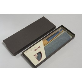 Hasegawa Men's Fan, Golden Lucky Owl, Kyoto Artisans Tailored, Folding Fan Bag Included, Paper Box Included, blue