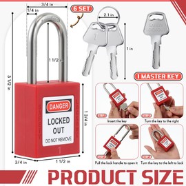 Landhoow 6 Set Lockout Tagout Locks Kit, Safety Keyed Padlocks with Loto Locks Differently and Lock Out Tag Out Tags for Lock Out Tag Out Stations and Devices Electrical Lockout Tagout Kits, Red