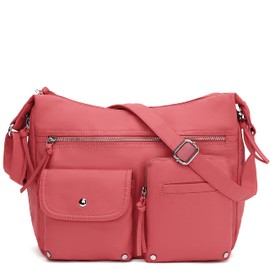 Scarleton Bolso cruzado mediano para mujer, monederos para mujer, bolso de hombro para mujer, H1800, Rosado brillante, 10.3"x8"x4"
