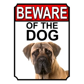 BEWARE OF THE DOG METAL GATE SIGN BULLMASTIFF 200MM X 150MM (1124H1)