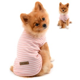 PAIDEFUL Clothes for Small Dogs Boy Girl Summer Striped Puppy T Shirt Vest Breathable Cotton Tee Sleeveless Chihuahua Yorkshire,Pink,Size XL