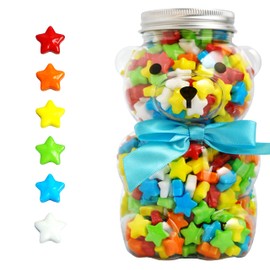 Bear Necessities Hard Candy Stars in Bear Jar - Cute Bow, Hand-Jarred Tart Candy Gift - Sourced & Made in the USA, Fun Gift & Stocking Stuffer - Artisanal Candy Treats & Assorted Hard Candies - 1 Jar